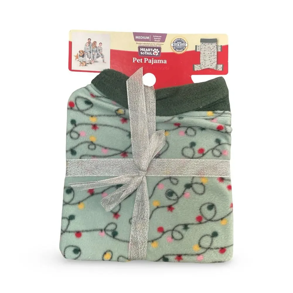 Heart to Tail Christmas Holiday Pet Dog Pajama Medium Green Fleece Beagle NWT